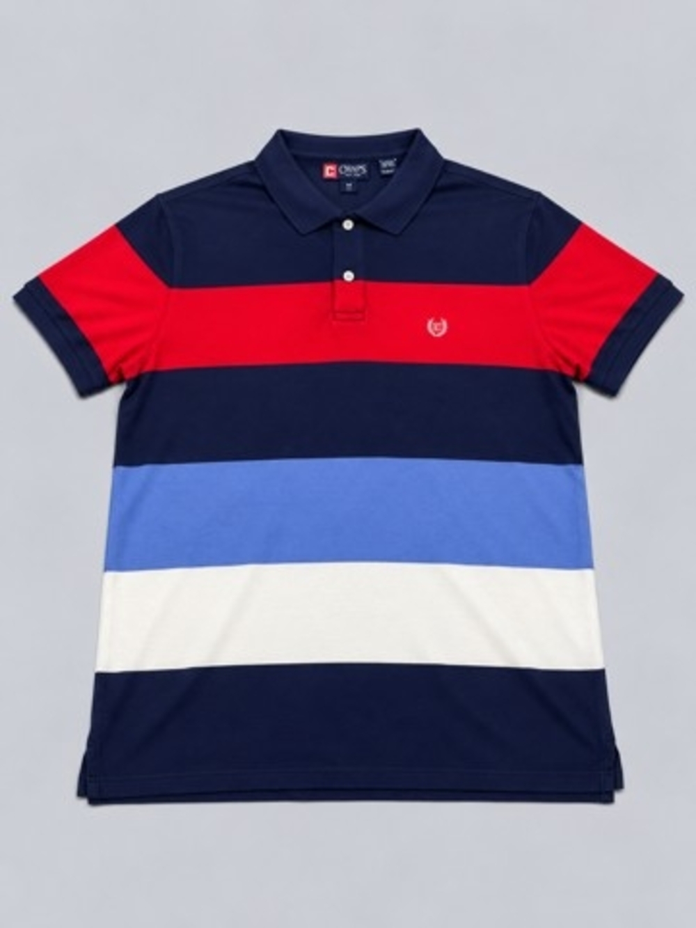 Chaps Men's Stripe Polo in Navy, Red, Light Blue, White